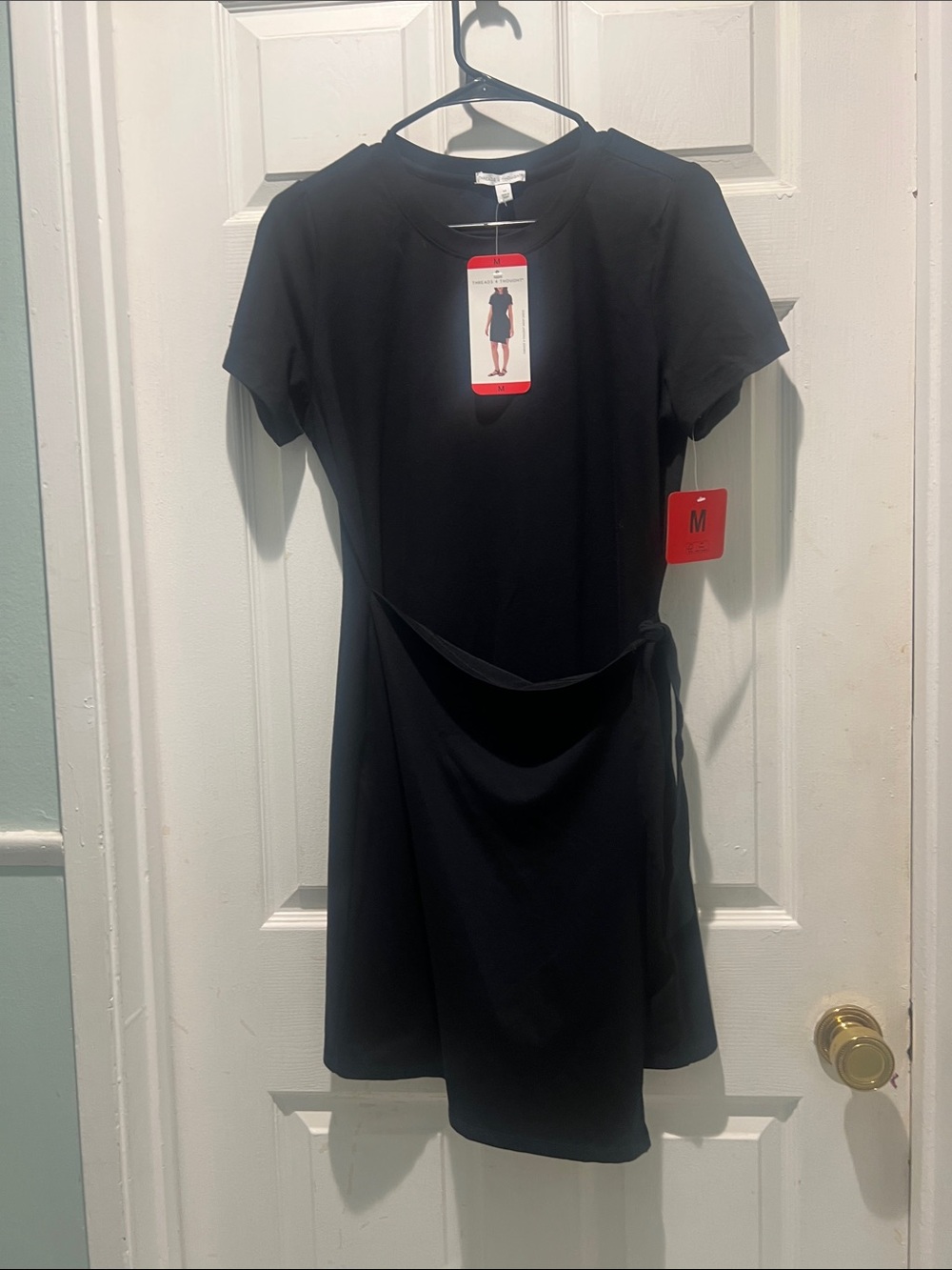 Threads 4 Thought Black Short Sleeve Tie-Waist Mini Dress NWT